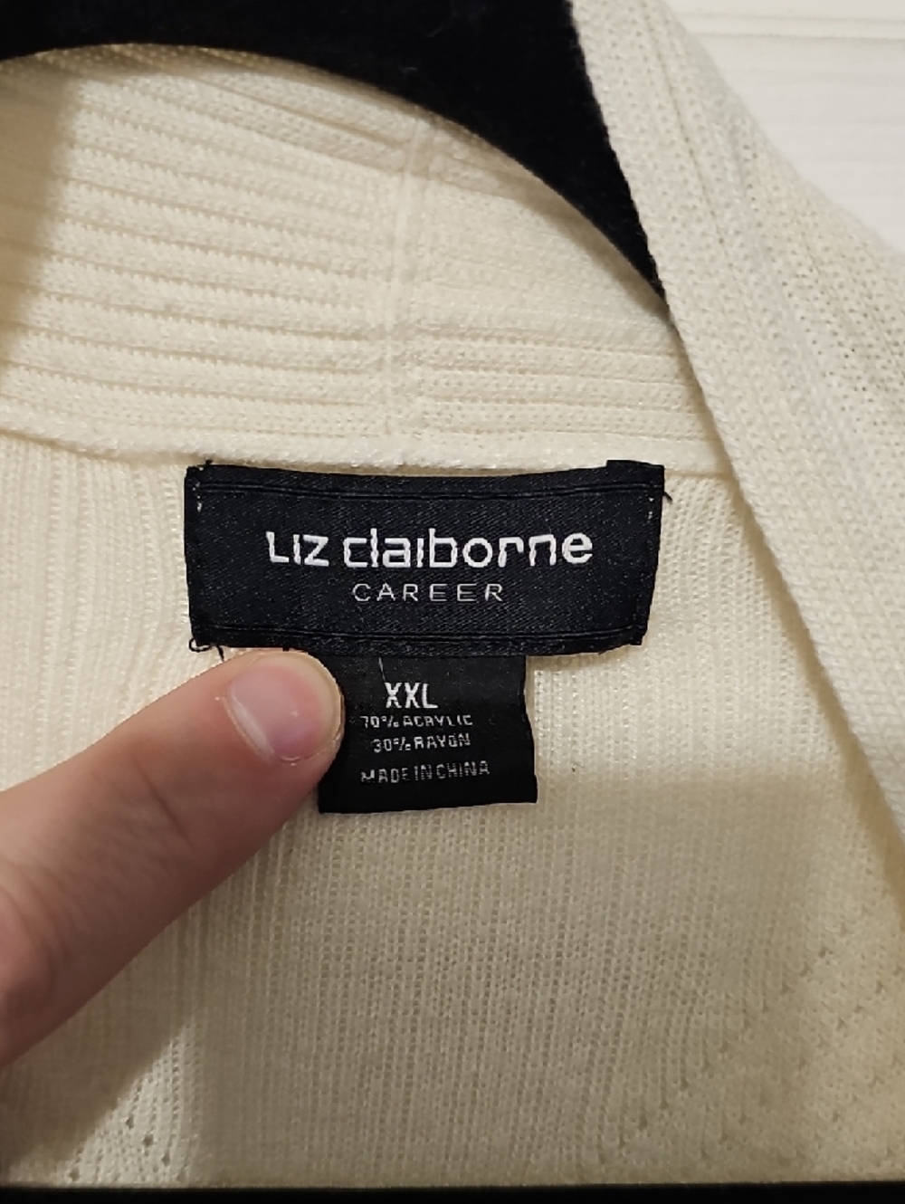 Liz Claiborne Lightweight Cream Open-Front Cardigan - Picture 2 of 6